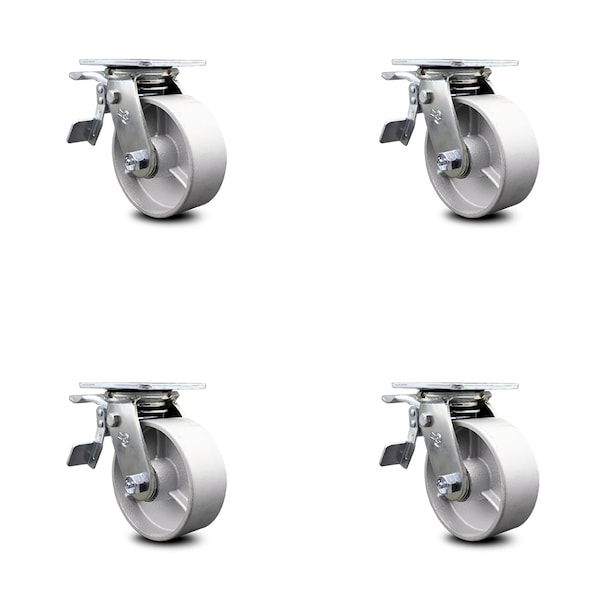 5 Inch Semi Steel Caster Set with Ball Bearings and Total Lock Brakes SCC